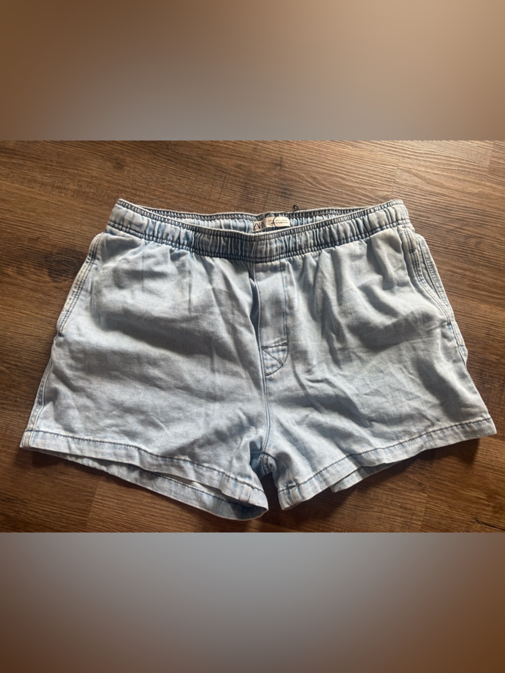 ZARA Light Blue Women's Elastic Waist Denim Shorts